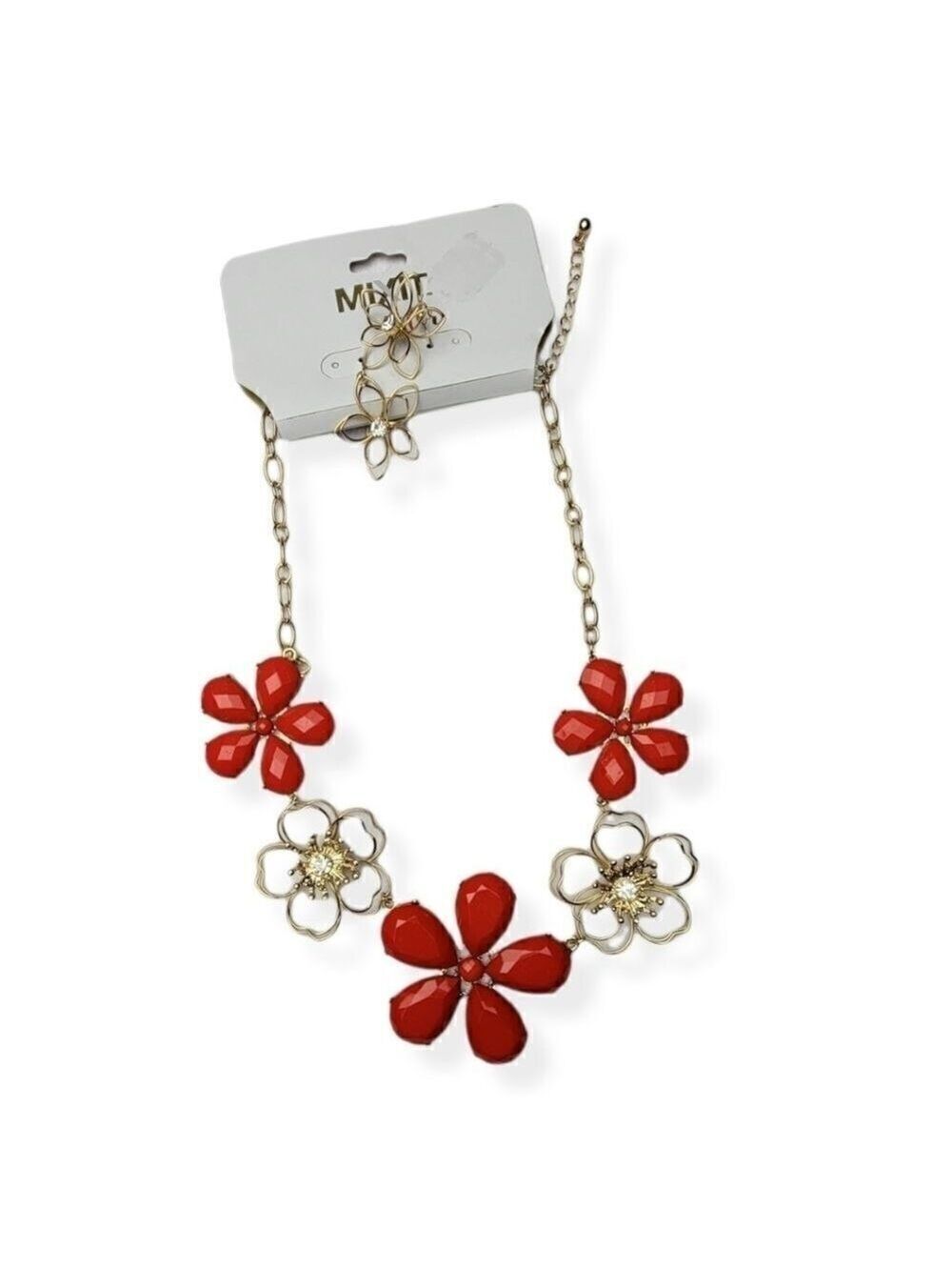 Mixit Coral Flower Necklace and Earring Set